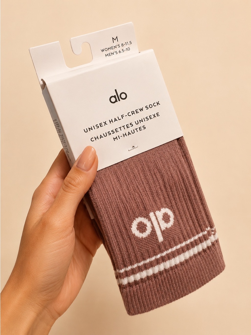 ALO Yoga women-man   Unisex Half-Crew Sock - Mauve